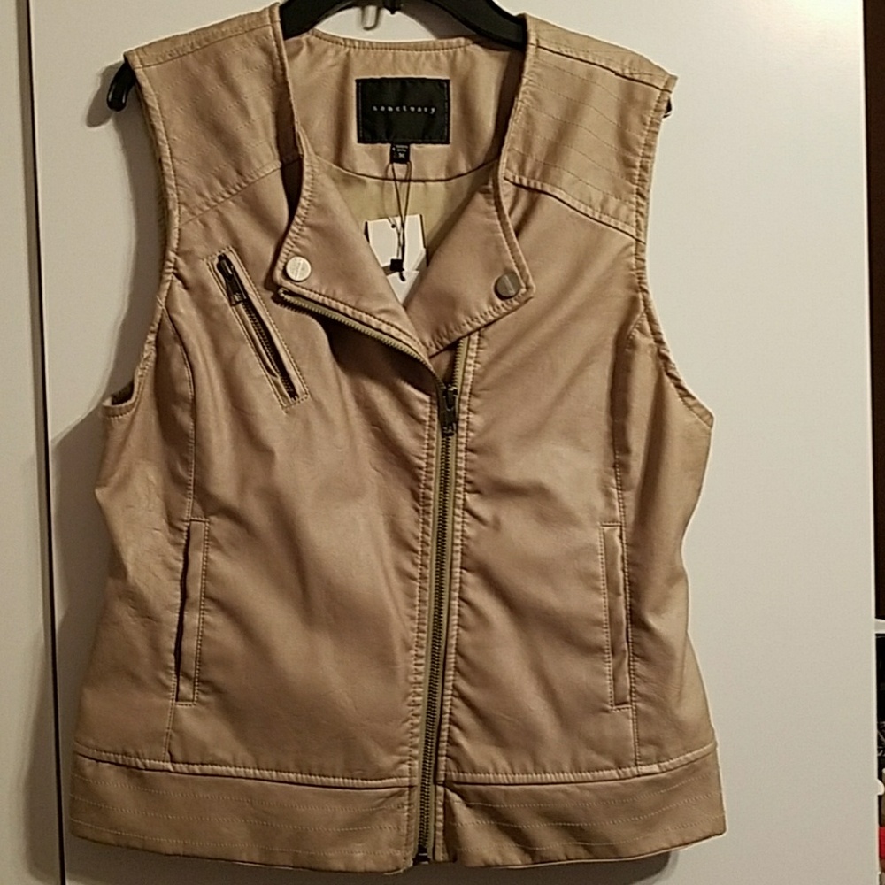 NWT SANCTUARY TAN LEATHER VEST DRIFTWOOD